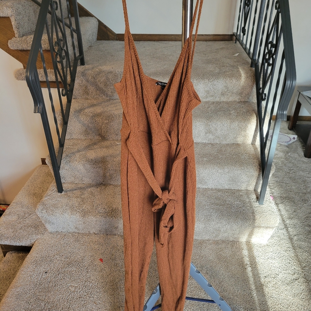 Brown jump suit